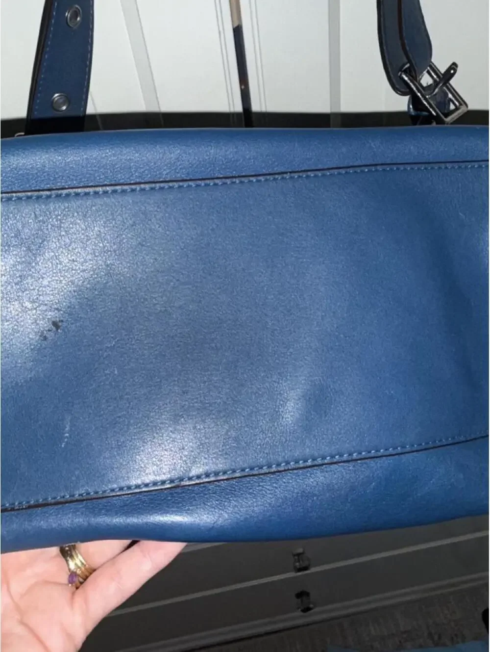 Coach legacy cobalt blue leather shoulder bag with tassel detail #coach #luxury